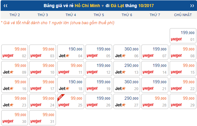 Săn vé máy bay đi Đà lạt mức giá cả chưa tới 100.000đồng